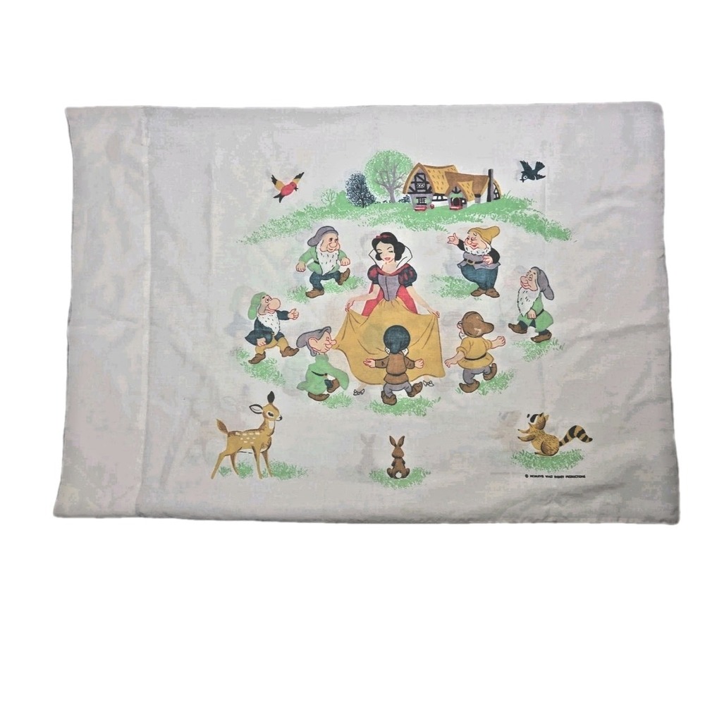 Vtg 1967 Disney Prod Wamsutta Ultracale Snow White Dwarves Standard Pillowcase